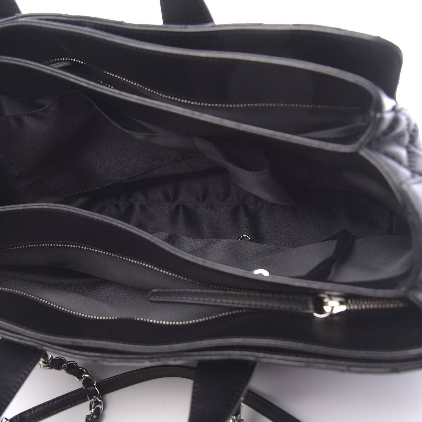 Lambskin Quilted Large Easy Carry Shopping Tote Black