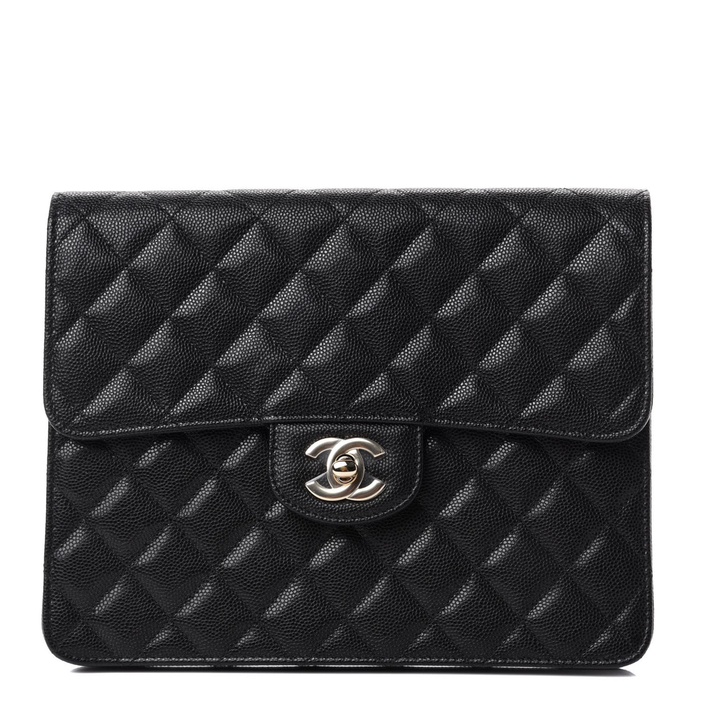 Caviar Quilted Square Flap Clutch Black