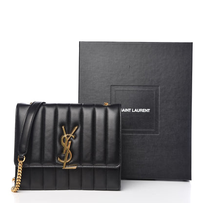 Saint Laurent Lambskin Matelasse Monogram Vicky Chain Wallet Black 13 of 13