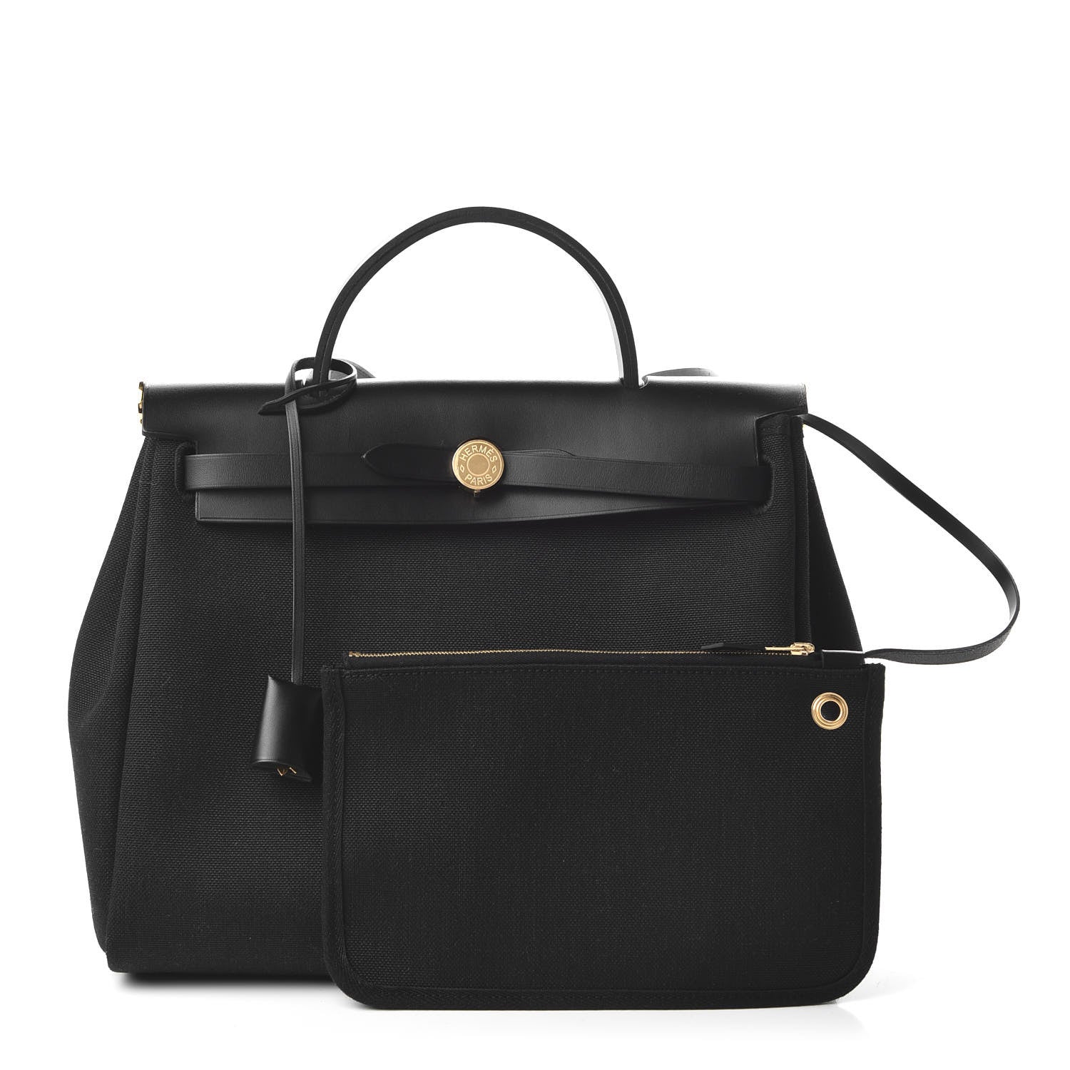 Hermes Military Toile Vache Hunter Herbag Zip PM 31 Black 1 of 8