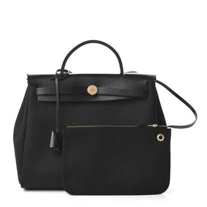 Hermes Military Toile Vache Hunter Herbag Zip PM 31 Black 1 of 8