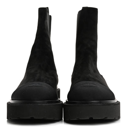 Chanel Suede Calfskin Grossgrain Cap Toe CC Ankle Boots 40 Black 3 of 15