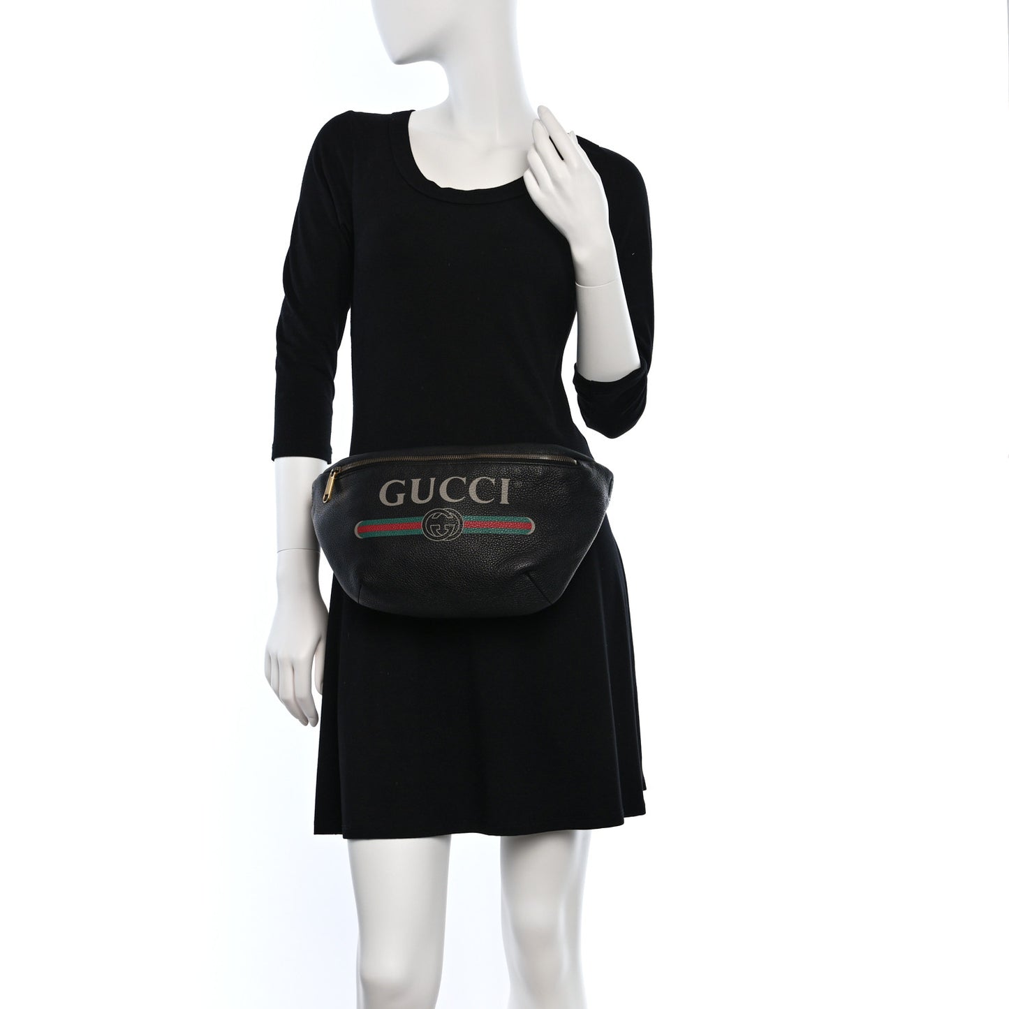 Grained Calfskin Logo Belt Bag Black