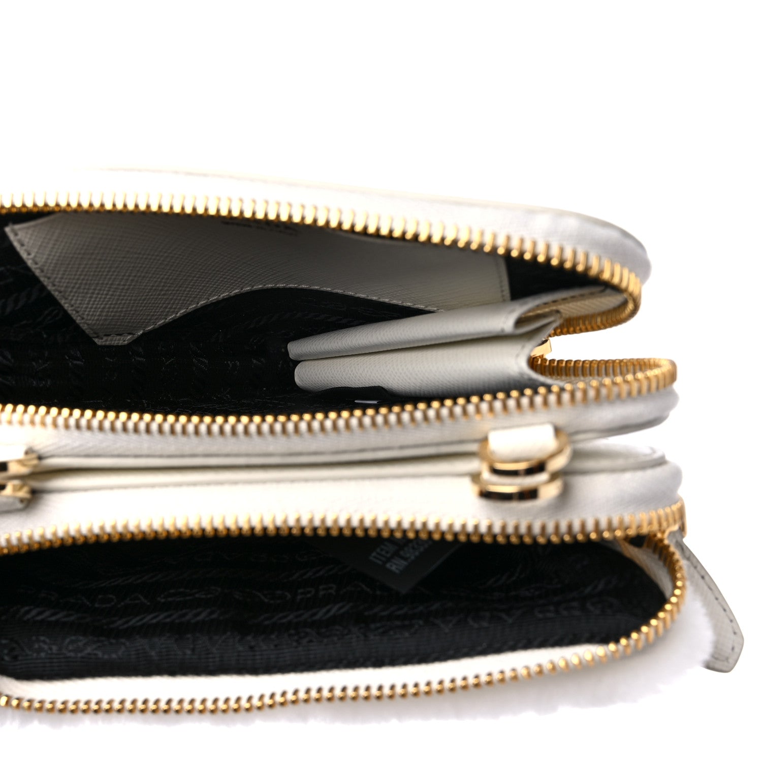 Prada Saffiano Shearling Triangle Mini Pouch White 5 of 10