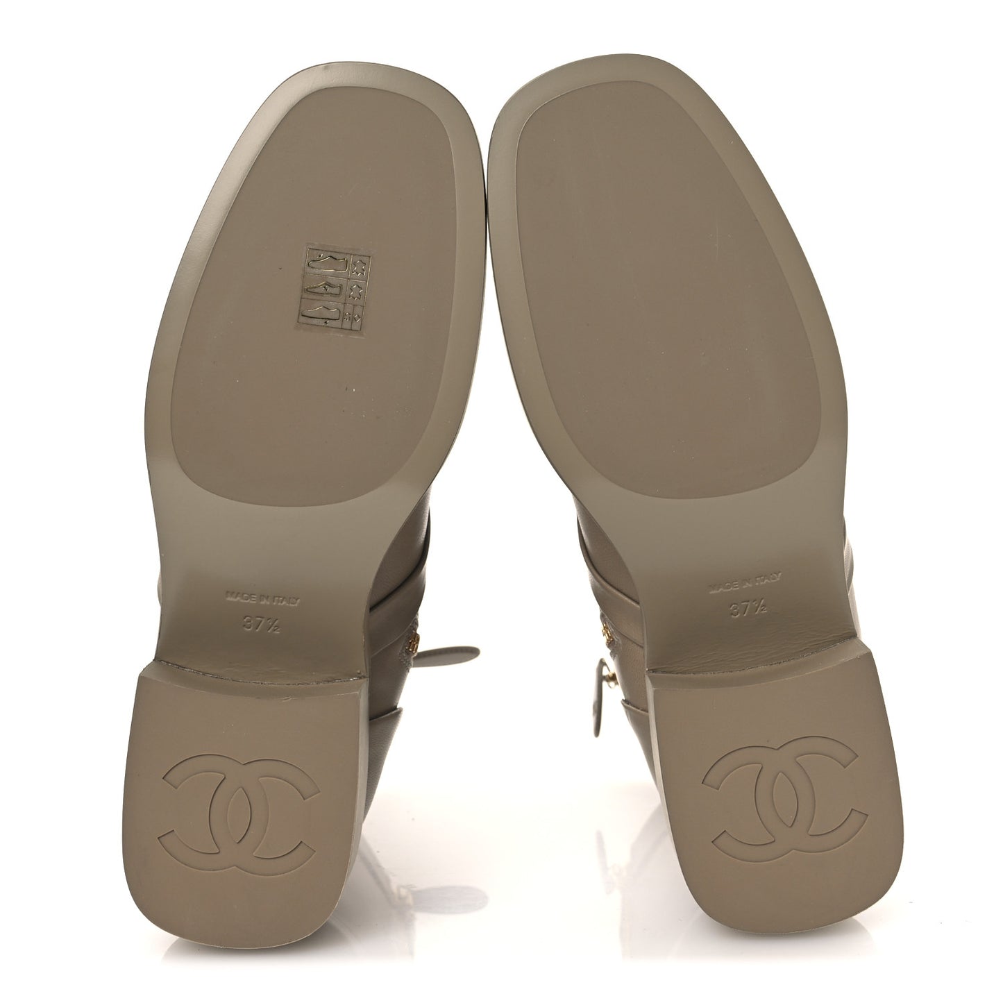 Shiny Goatskin Cap Toe Short Boots 37.5 Beige