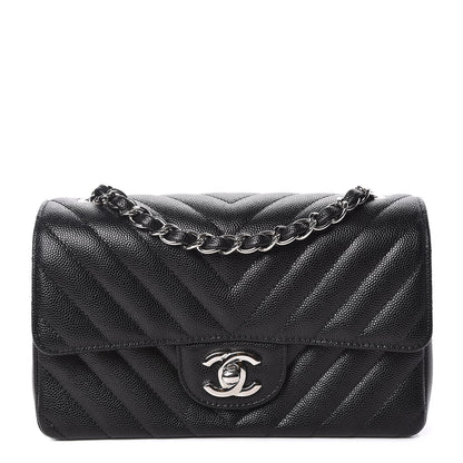 Chanel Caviar Chevron Quilted Mini Rectangular Flap Black 1 of 10