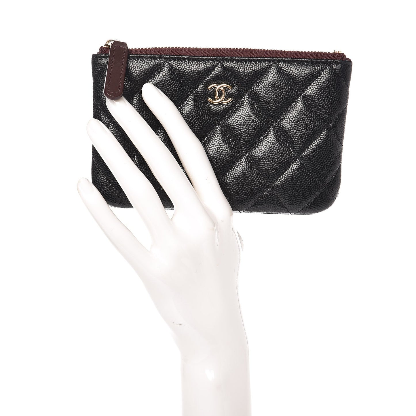 Caviar Quilted Small Cosmetic Case Black