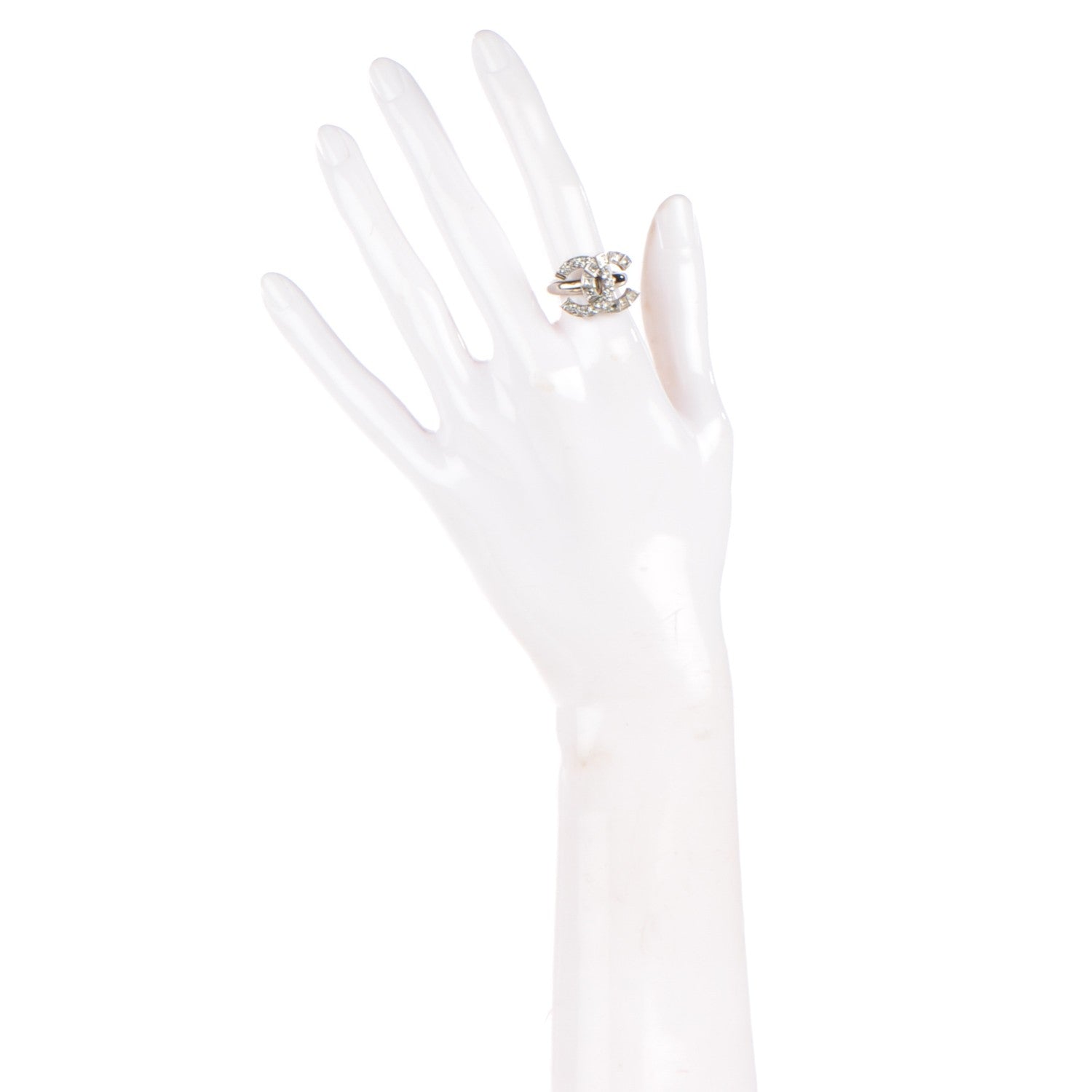 Chanel Crystal Baguette CC Ring 6 Silver 2 of 4