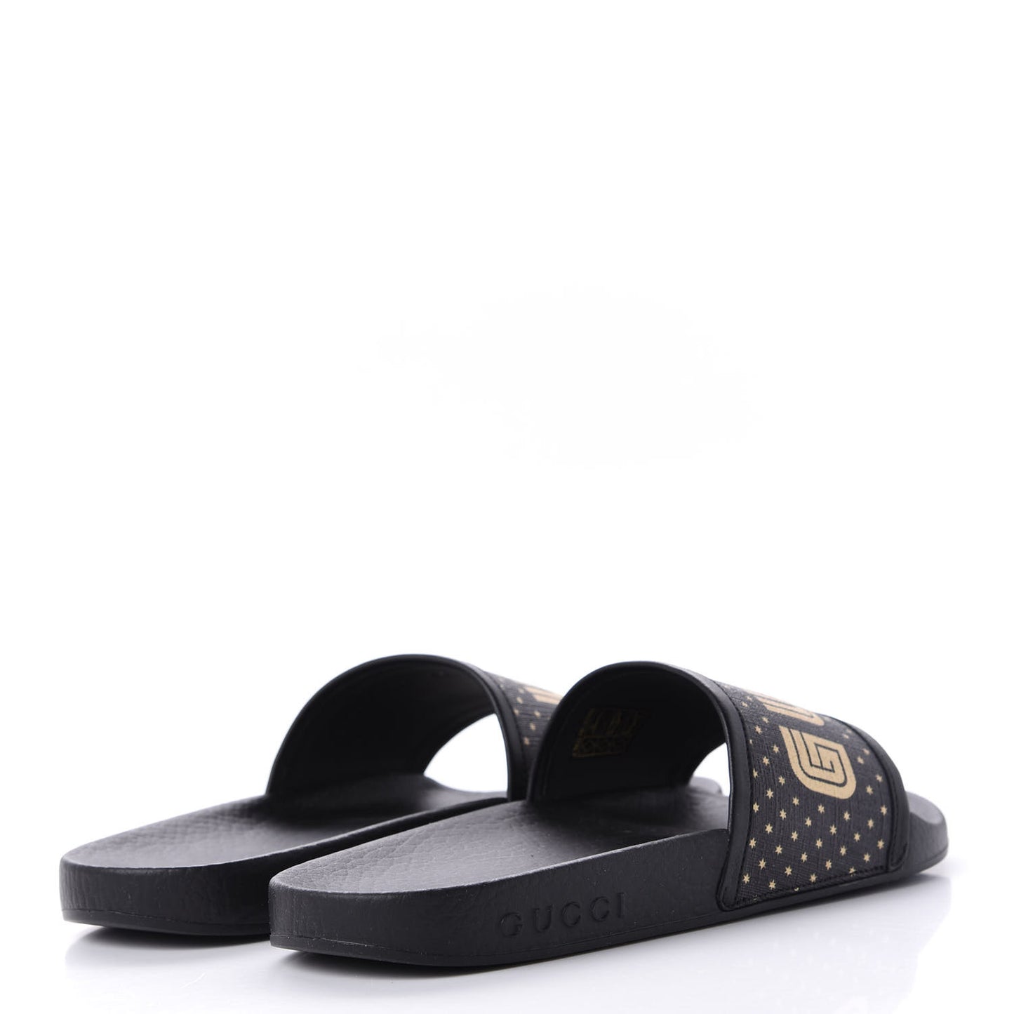 X SEGA Supreme Canvas GUCCY Stars Womens Slide Sandals 36 Black Gold