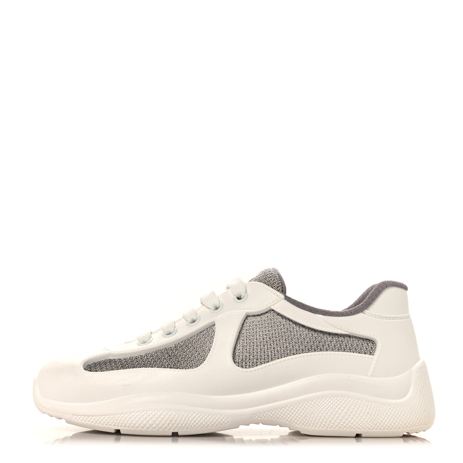 Prada Soft Rubber Mesh Womens America's Cup Sneakers 35 White Argento 1 of 9