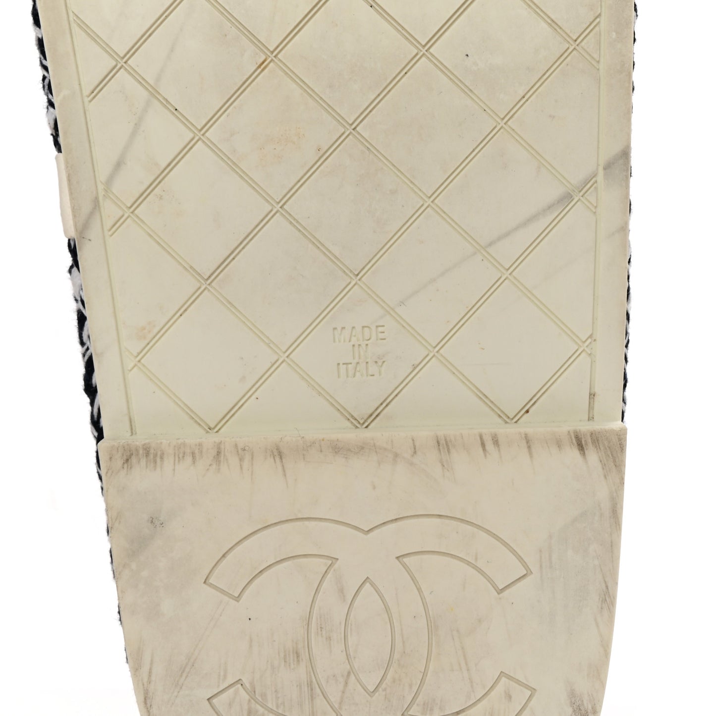 Cord Lambskin Quilted Logo Sandals 39 Navy Blue White