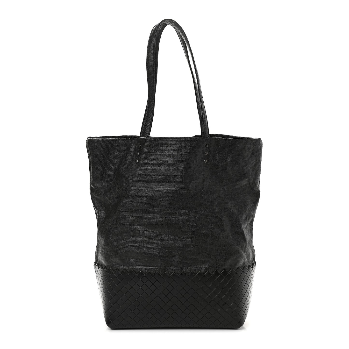 Lino Spalmato Light Calf Scolpito Tote Black