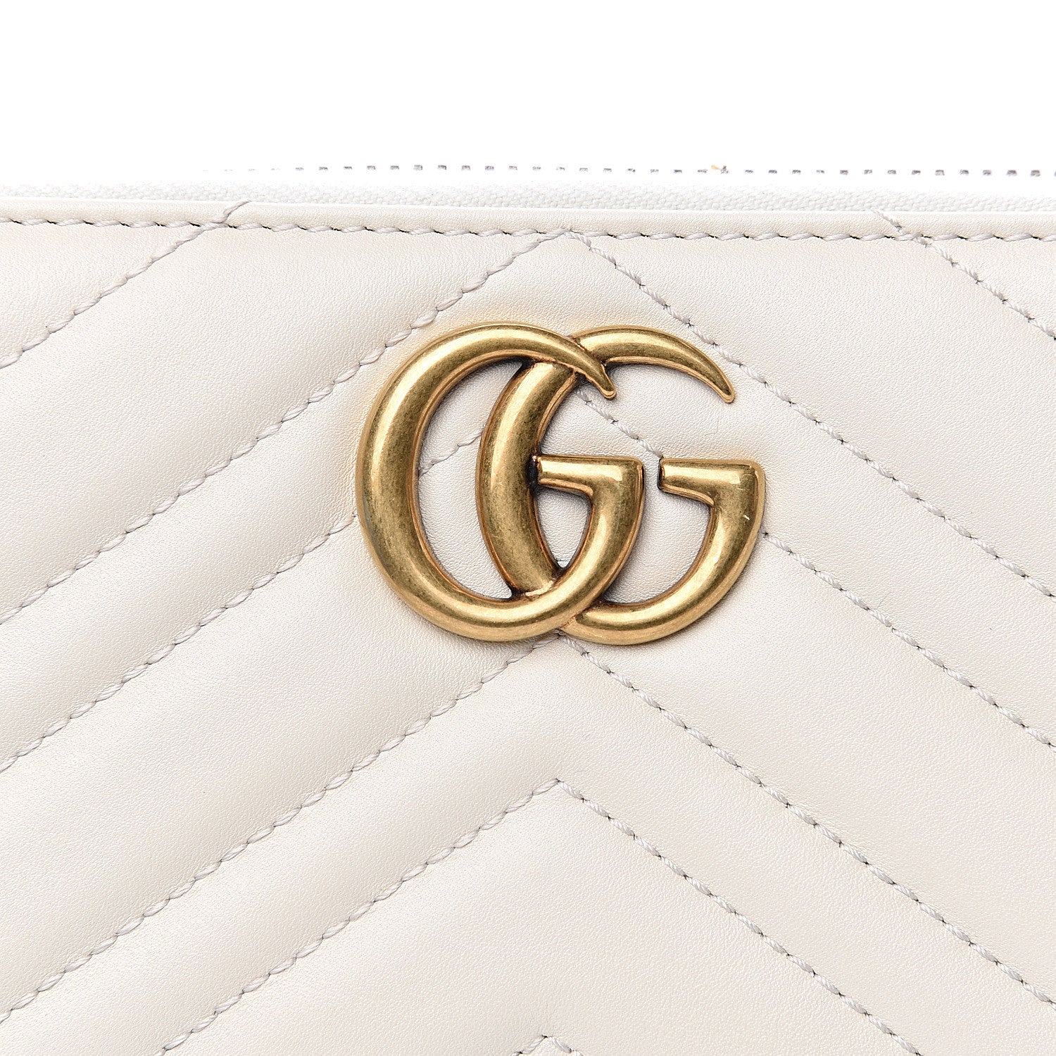Gucci Calfskin Matelasse GG Marmont Zip Around Wallet White 6 of 7