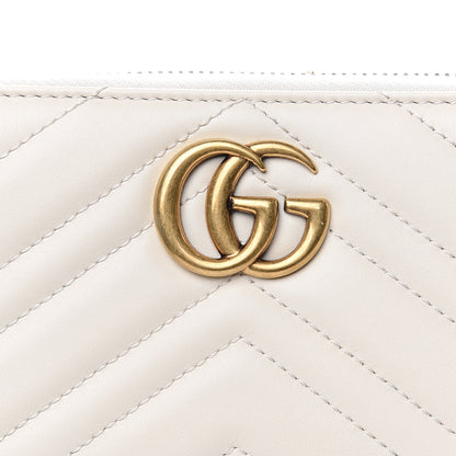 Gucci Calfskin Matelasse GG Marmont Zip Around Wallet White 6 of 7