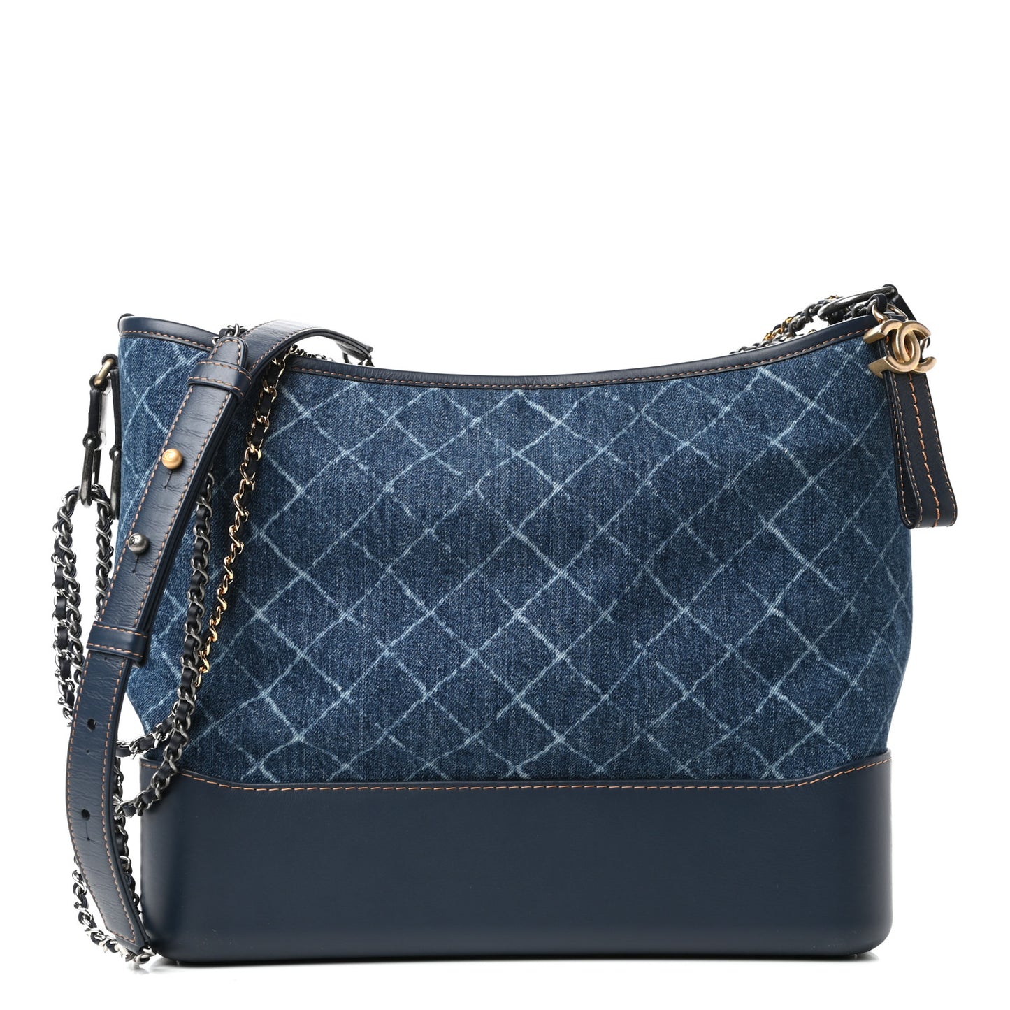 Denim Calfskin Large Gabrielle Hobo Blue