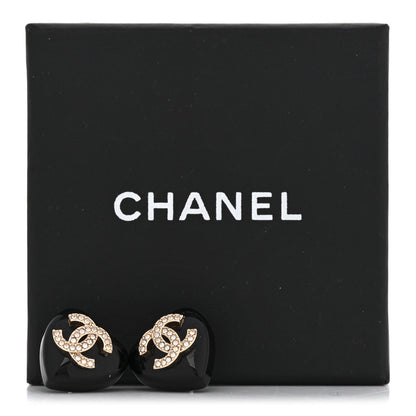 Chanel Resin Crystal CC Heart Earrings Black Gold 5 of 5