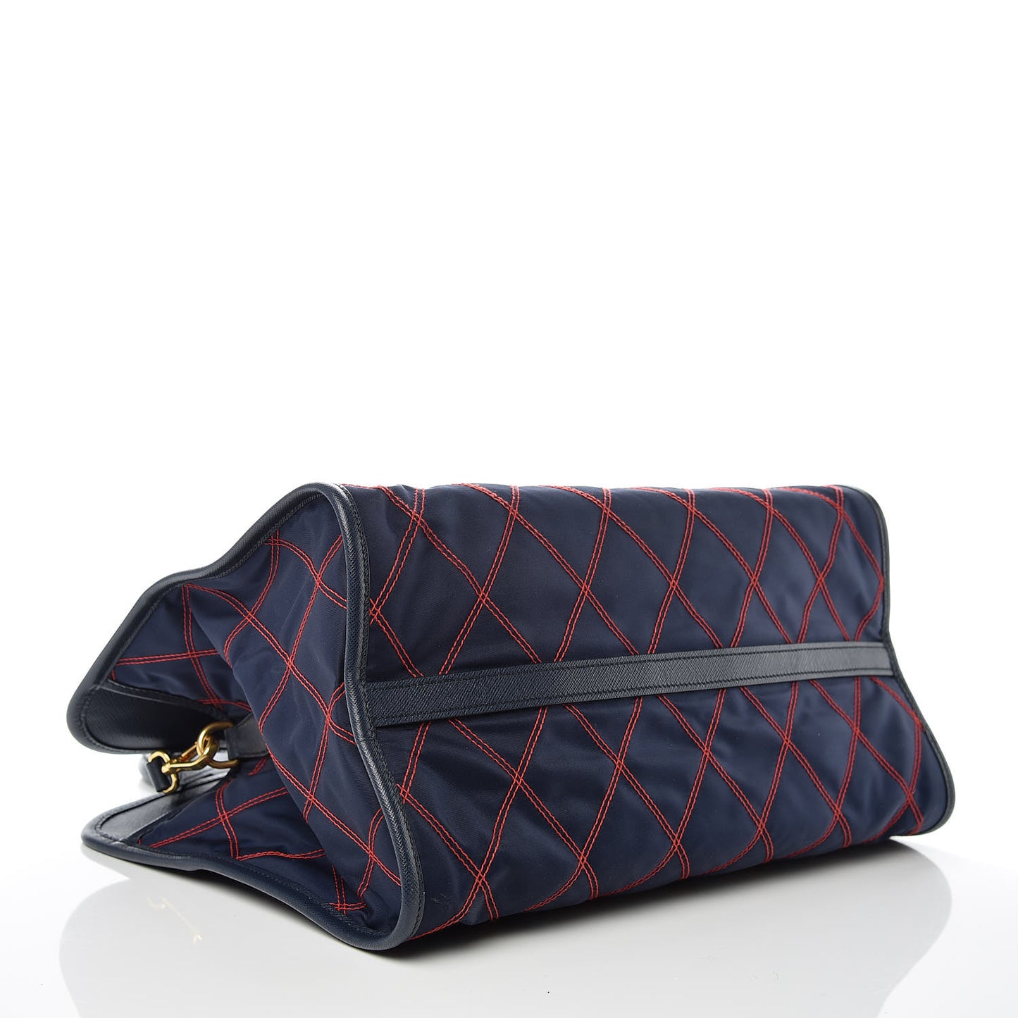 Saffiano Tessuto Nylon Impunturato Quilted Shopper Baltico Fuoco