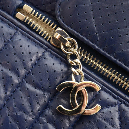 Chanel Calfskin Perforated 50's Satchel Marine Fonce 4 of 8
