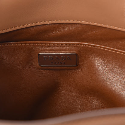 Prada Soft Calf Drawstring Fringe Crossbody Tan 6 of 9
