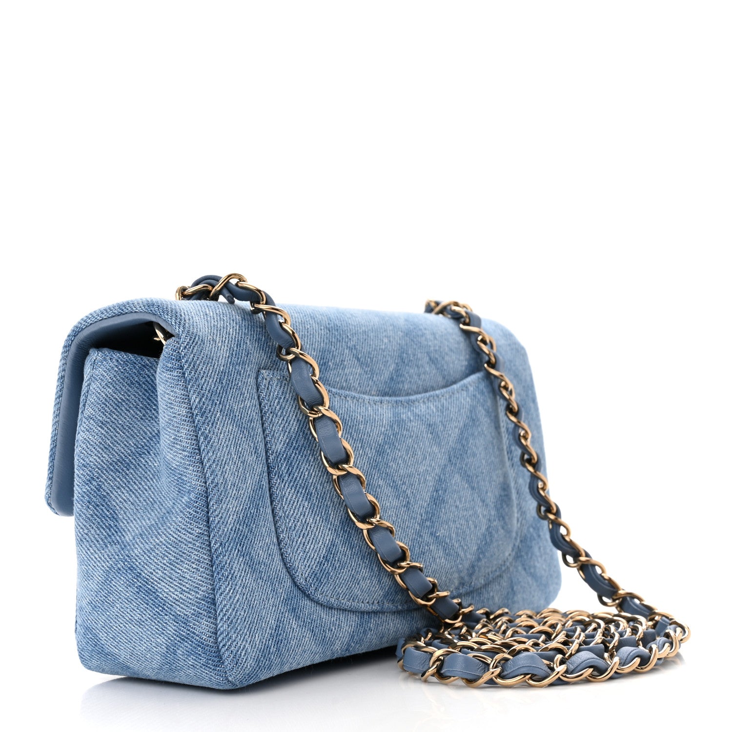 Chanel Printed Denim Quilted Mini Rectangular Flap Light Blue 3 of 11