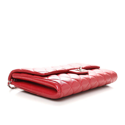 Chanel Caviar Quilted Clutch With Chain Flap Red 4 of 10