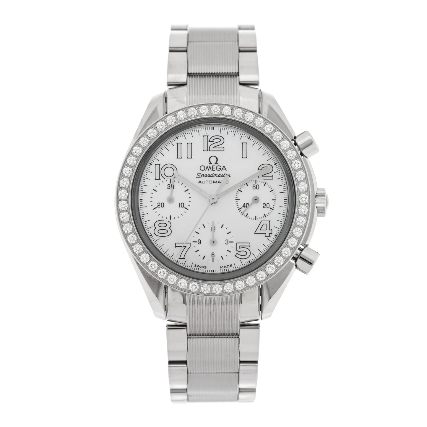 Stainless Steel Diamond Bezel Mother of Pearl 39mm Speedmaster Chronograph Automatic Watch 3535.70.00