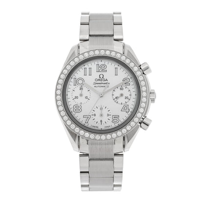 Omega Stainless Steel Diamond Bezel Mother of Pearl 39mm Speedmaster Chronograph Automatic Watch 3535.70.00 1 of 4