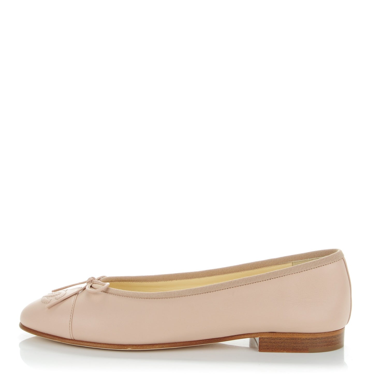 Calfskin CC Cap Toe Ballerina Flats 38 Light Pink
