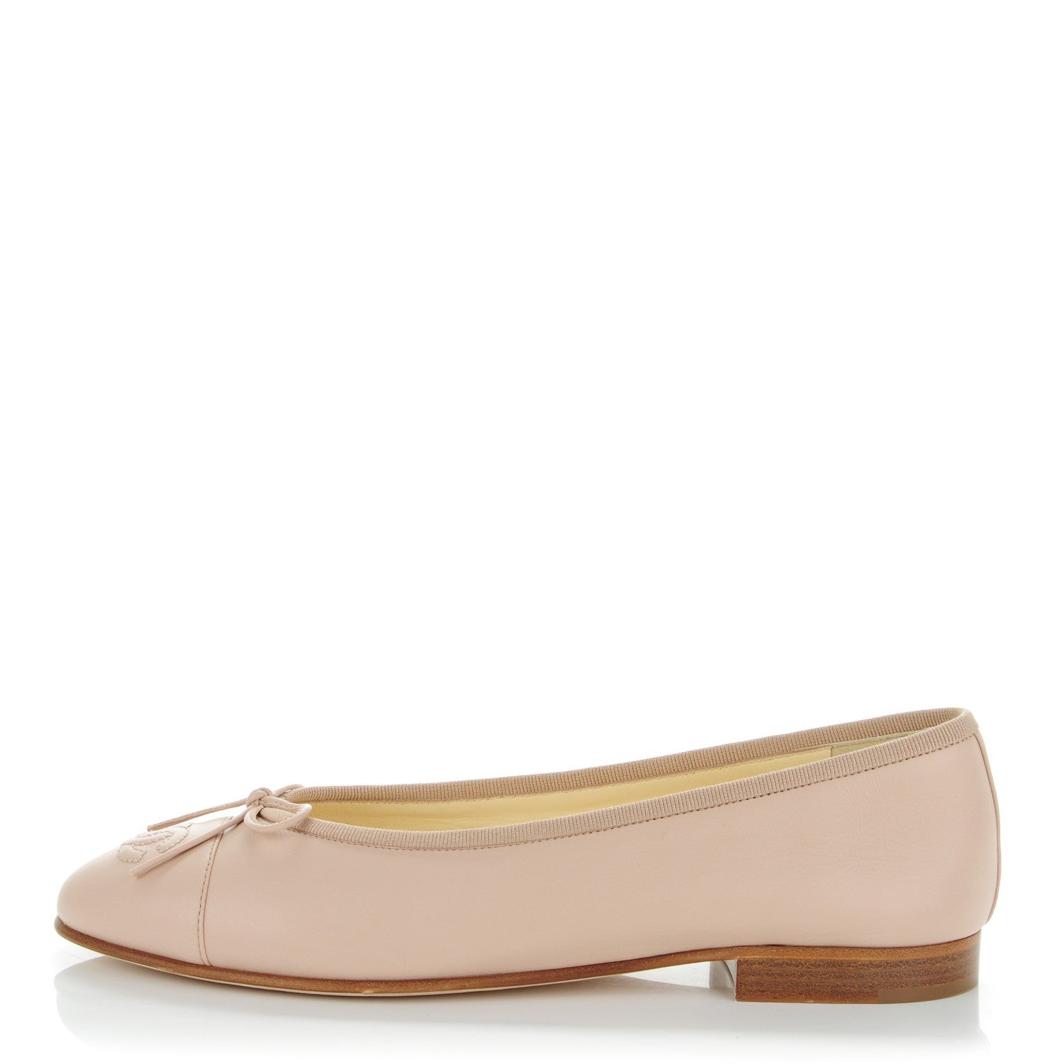 Chanel Calfskin CC Cap Toe Ballerina Flats 38 Light Pink 1 of 7