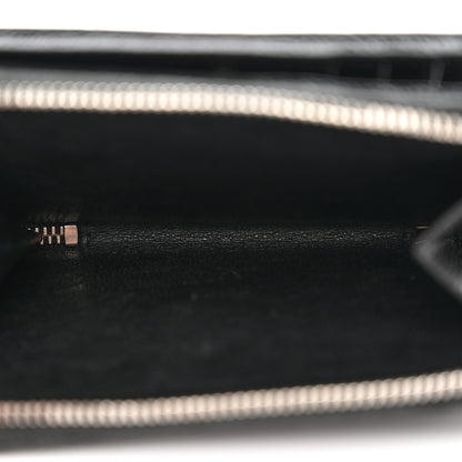 Saint Laurent Grain De Poudre Matelasse Chevron Monogram Compact Zip Around Wallet Black 5 of 10