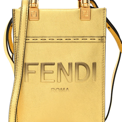 Fendi Vitello Catalan Mirror Plexiglass Mini Fendi Sunshine Shopper Tote Gold 8 of 11