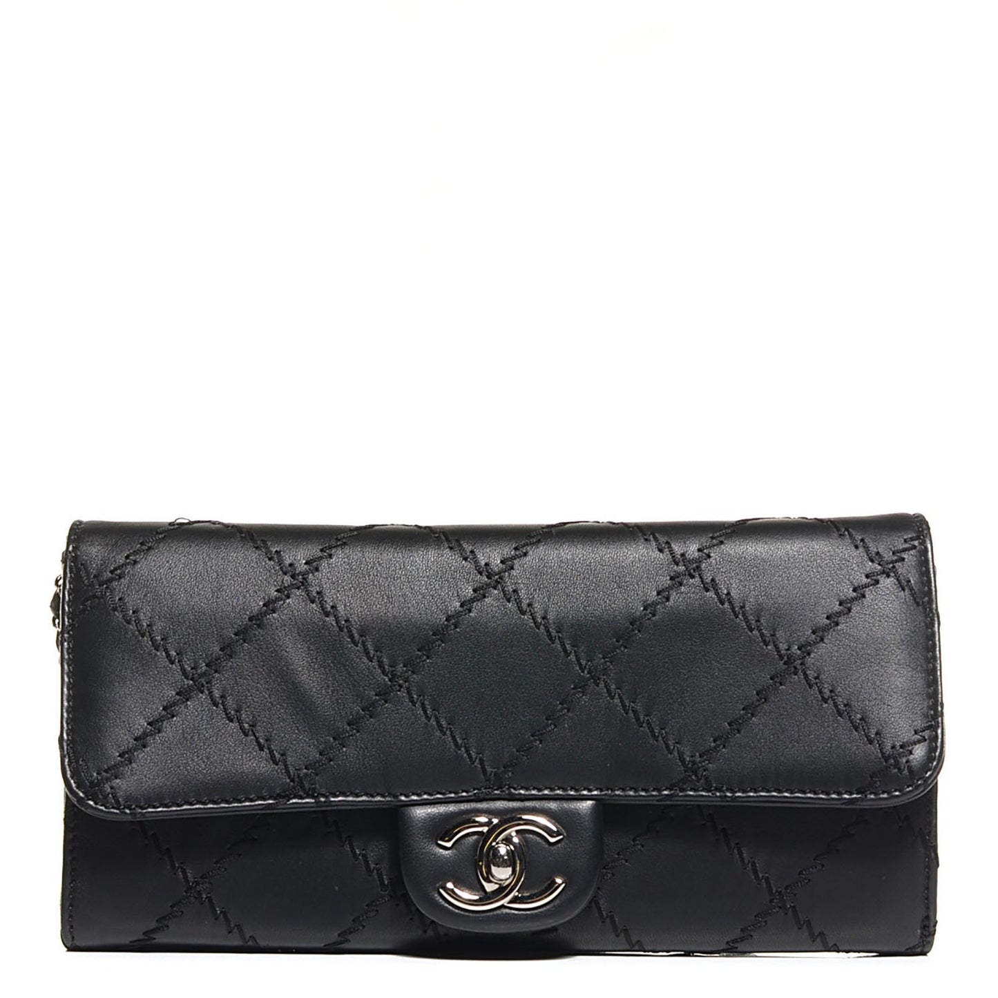 Calfskin Ultimate Stitch Clutch Flap Black