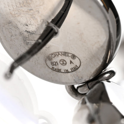 Chanel Pearl Crystal CC Drop Earrings Silver 4 of 5