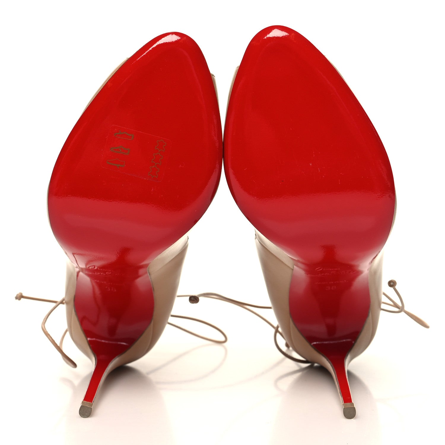 Christian Louboutin Kid Mega Vamp 100 Lace Up Pumps 38 Nude 5 of 7