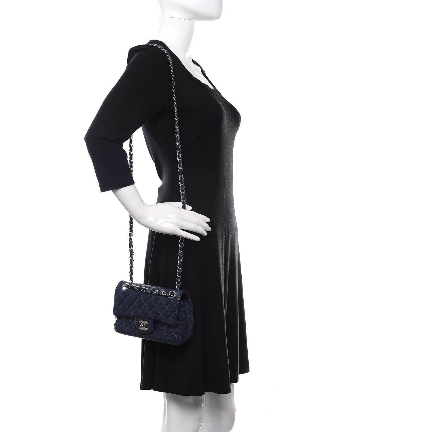 Chanel Caviar Quilted Mini Rectangular Flap Navy 2 of 11