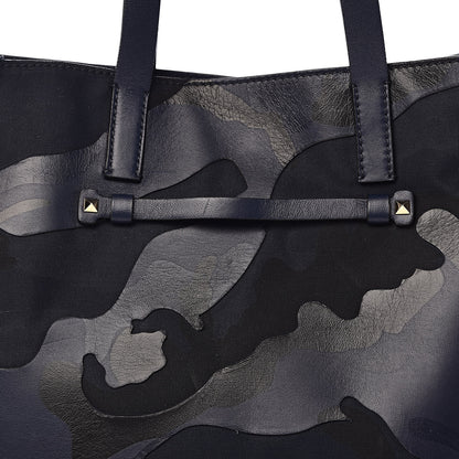 Valentino Garavani Nappa Canvas Camo Medium Rockstud Soft Tote Navy Blue 12 of 12