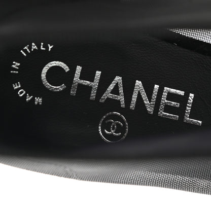 Chanel Mesh Suede Cap Toe Embellished Short Boots 38 Black 7 of 7