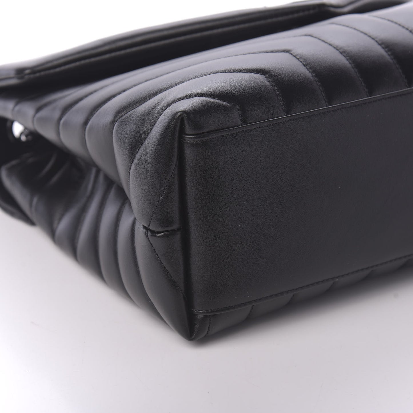Calfskin Y Quilted Monogram Medium Loulou Chain Satchel Black