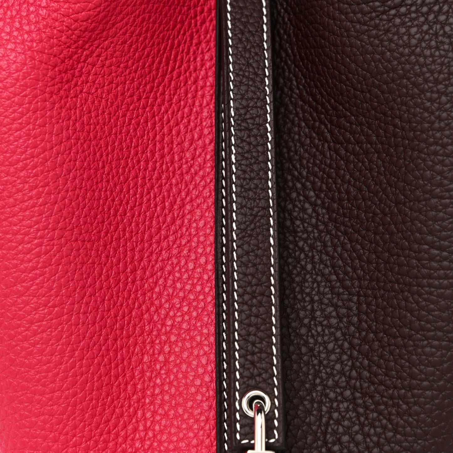 Taurillon Clemence Casaque Picotin Lock 18 PM Rouge Sellier Framboise