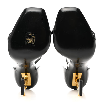 Saint Laurent Patent Calfskin Opyum 110 Sandals 37.5 Black Gold 5 of 8