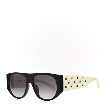 Chanel Acetate Quilted CC Pilot Sunglasses 71465 White Black 1 of 7