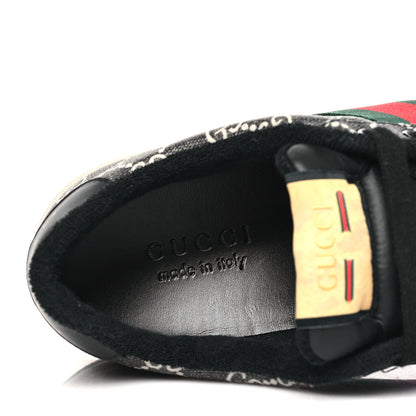 Gucci GG Supereme Monogram Miro Soft Calfskin Web Mens Screener Sneakers 8.5 Black Grey Sky 7 of 10
