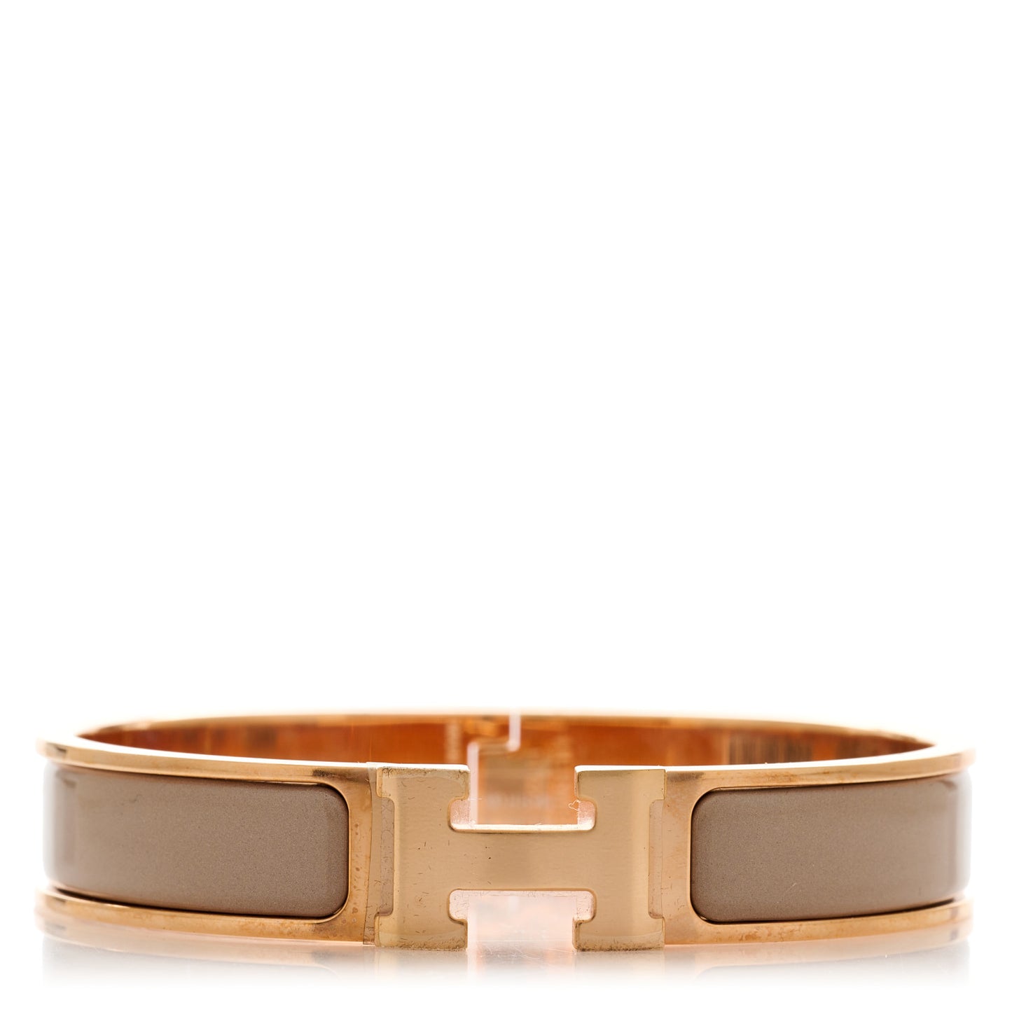 Enamel Narrow Clic Clac H Bracelet GM Marron Glace