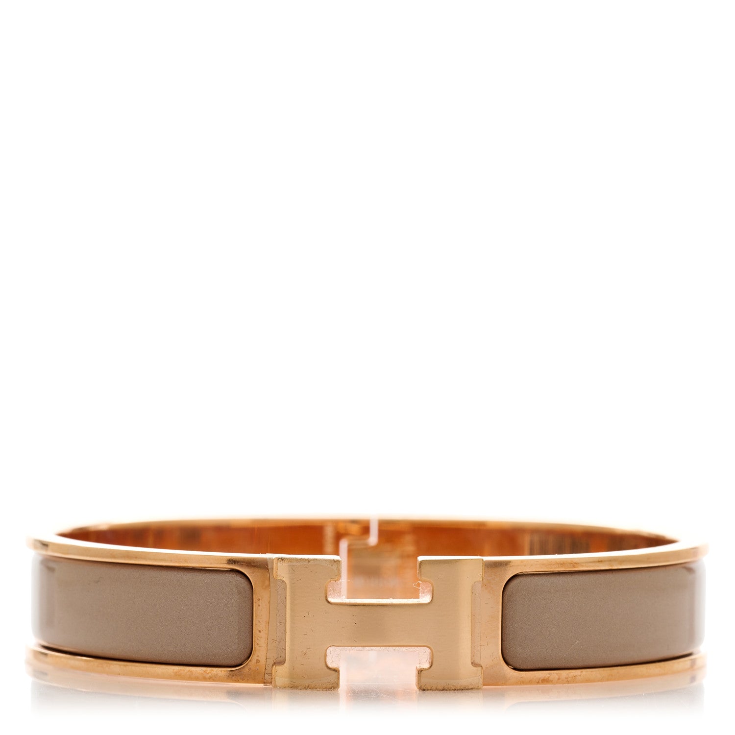 Hermes Enamel Narrow Clic Clac H Bracelet GM Marron Glace 1 of 4