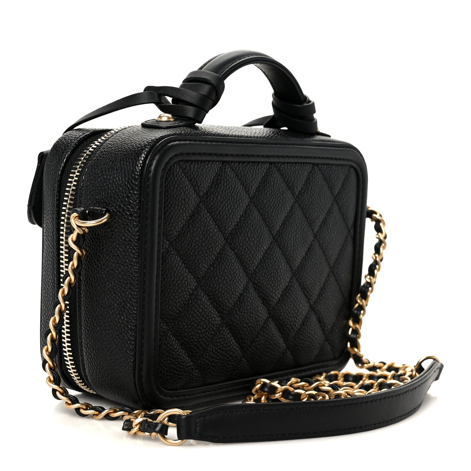 Chanel Caviar Quilted Small CC Filigree Vanity Case Black 3 of 10