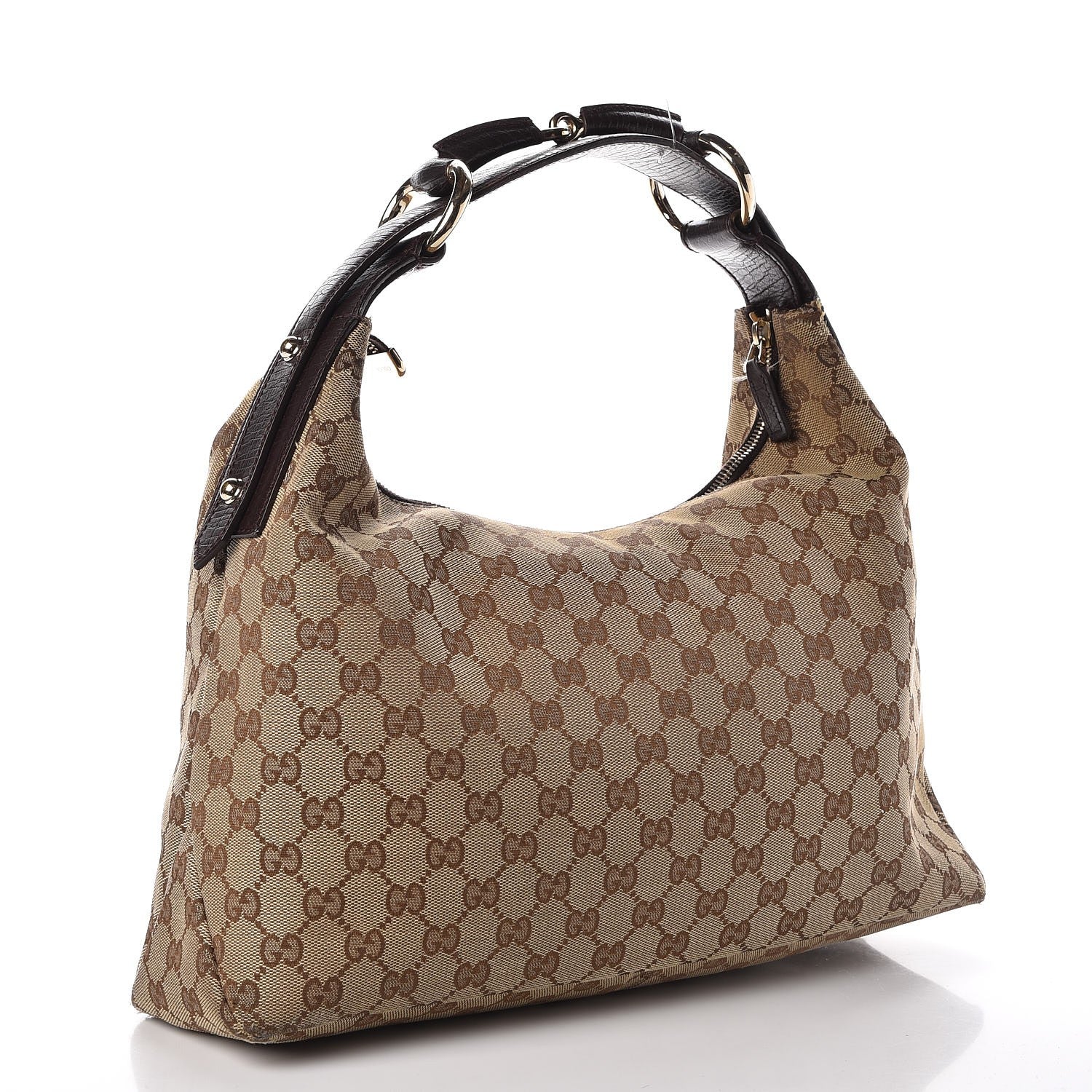 Gucci Monogram Medium Horsebit Chain Hobo Dark Brown 3 of 13