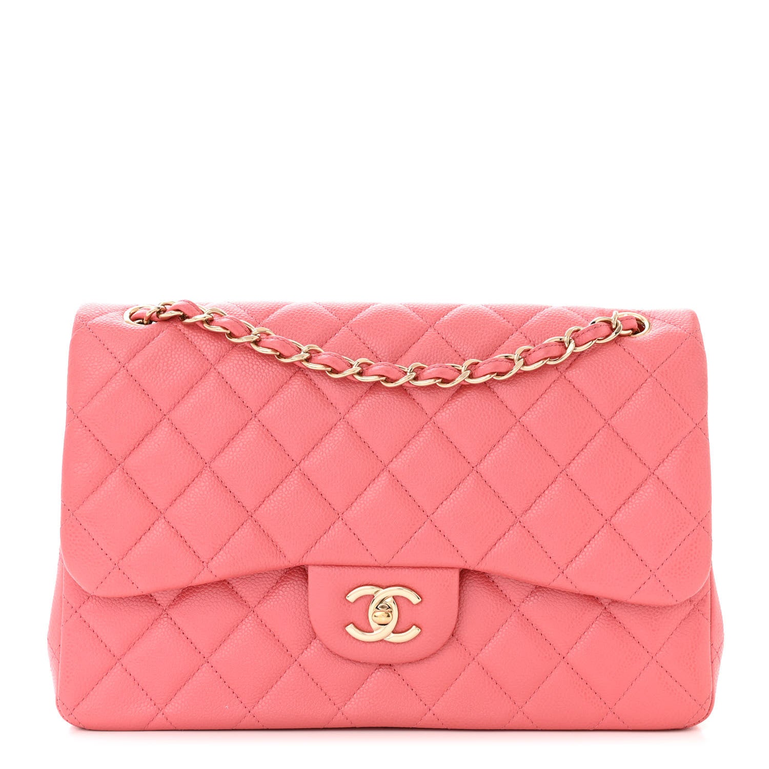 Chanel Caviar Quilted Jumbo Double Flap Dark Pink 1 of 11