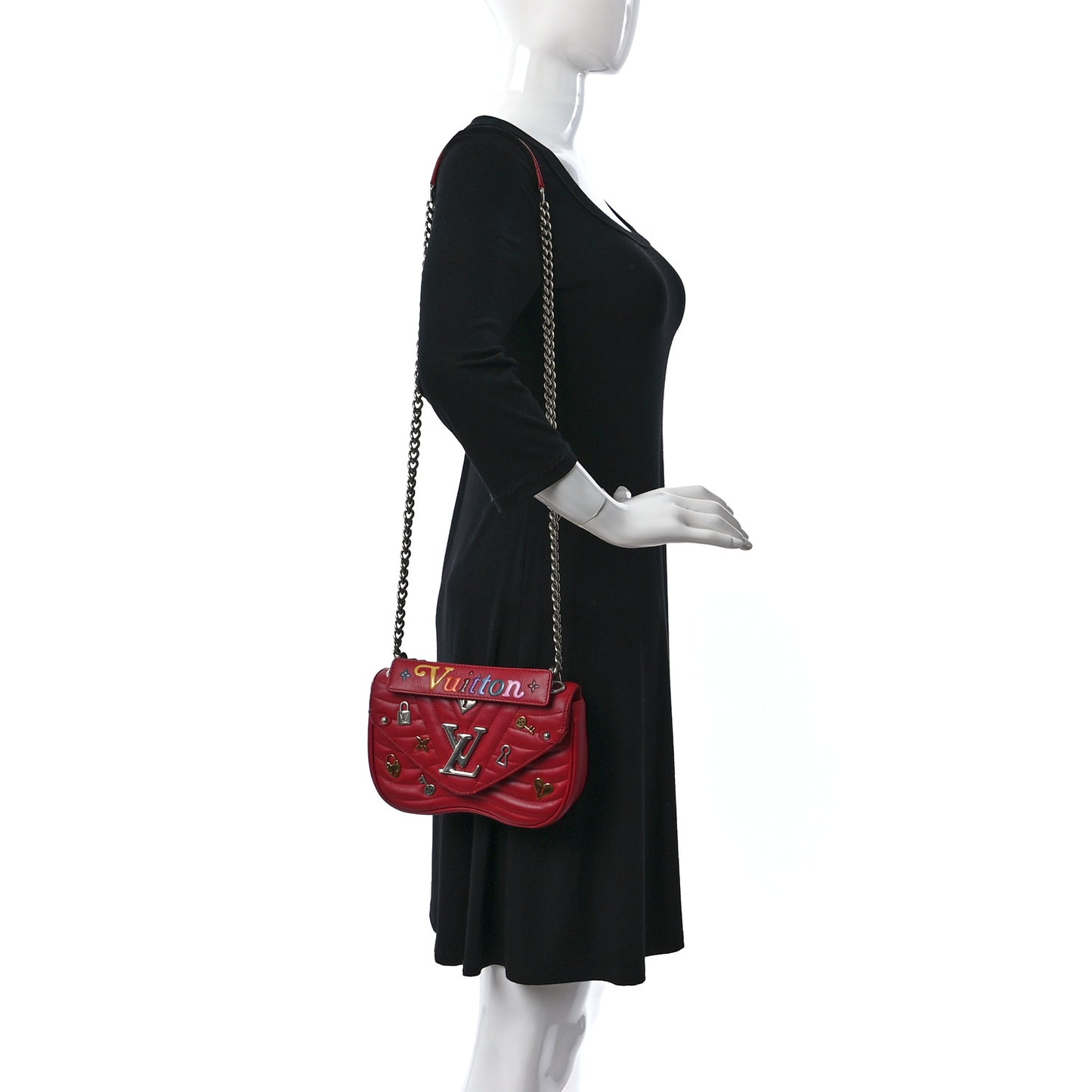 Calfskin Love Lock New Wave Chain MM Scarlet
