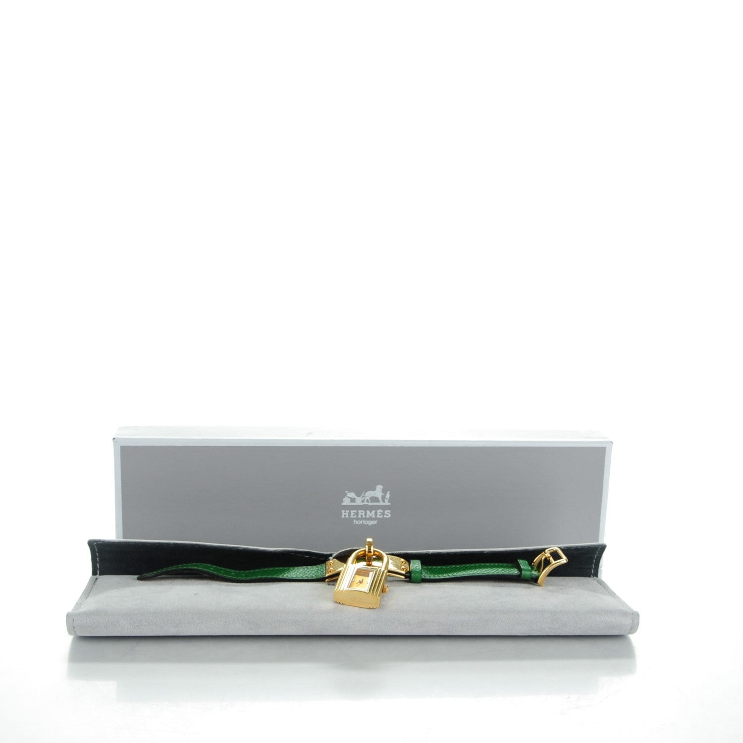 Hermes Stainless Steel Courchevel 20mm Kelly Cadena Quartz Watch Vert Clair 9 of 9