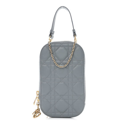 Christian Dior Lambskin Cannage Lady Dior Phone Holder Cloud Blue 1 of 10